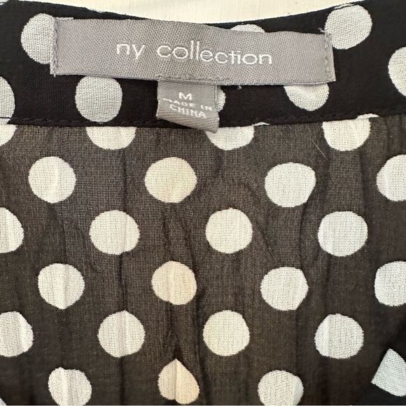 NY Collection Polka Dot Cap Sleeve V-Neck Button Down Tank w/ Ruffles Size M - Picture 10 of 10
